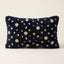 Navy & Ivory Moroccan wool lumbar pillow, Navy Snow design, 14 x 24 in