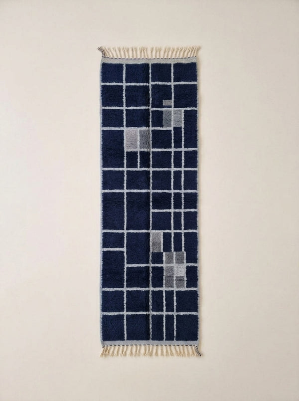 Navy & Ivory Mrirt Runner – Grid Check – Tiziri