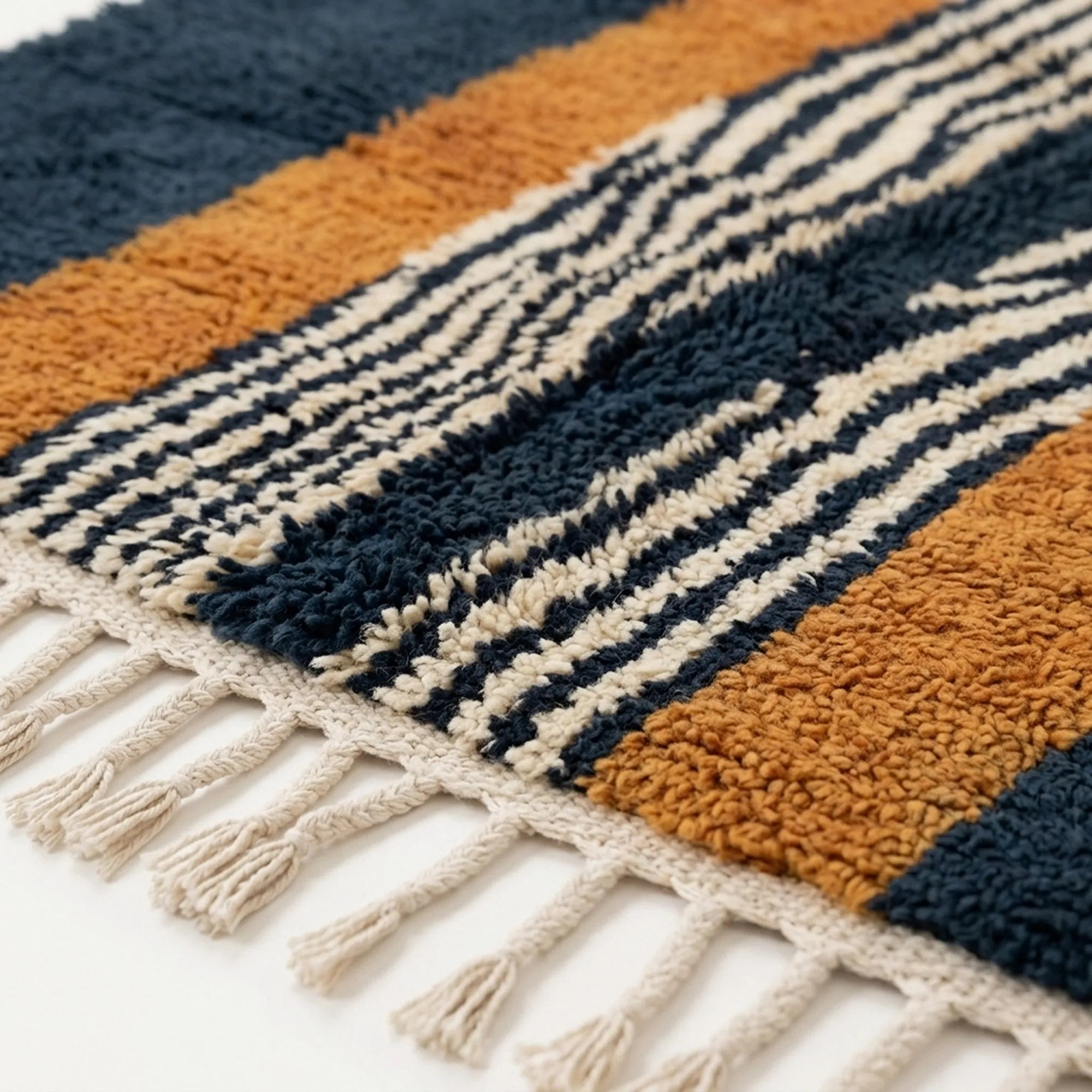 Fringe and edge detail of the Tifrit hand-knotted rug.