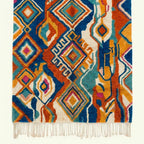 Alternative full view of the Azwawen Boujaad rug showing the complete diamond and symbolic linear composition