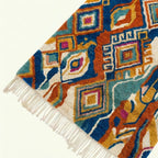 Angled close-up of the Azwawen Boujaad rug showing its plush hand-knotted wool pile and geometric pattern