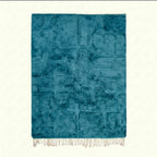 Ocean blue Mrirt rug Amussu with abstract grid pattern, full rug view