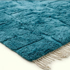 Ocean blue Mrirt rug Amussu pile texture detail