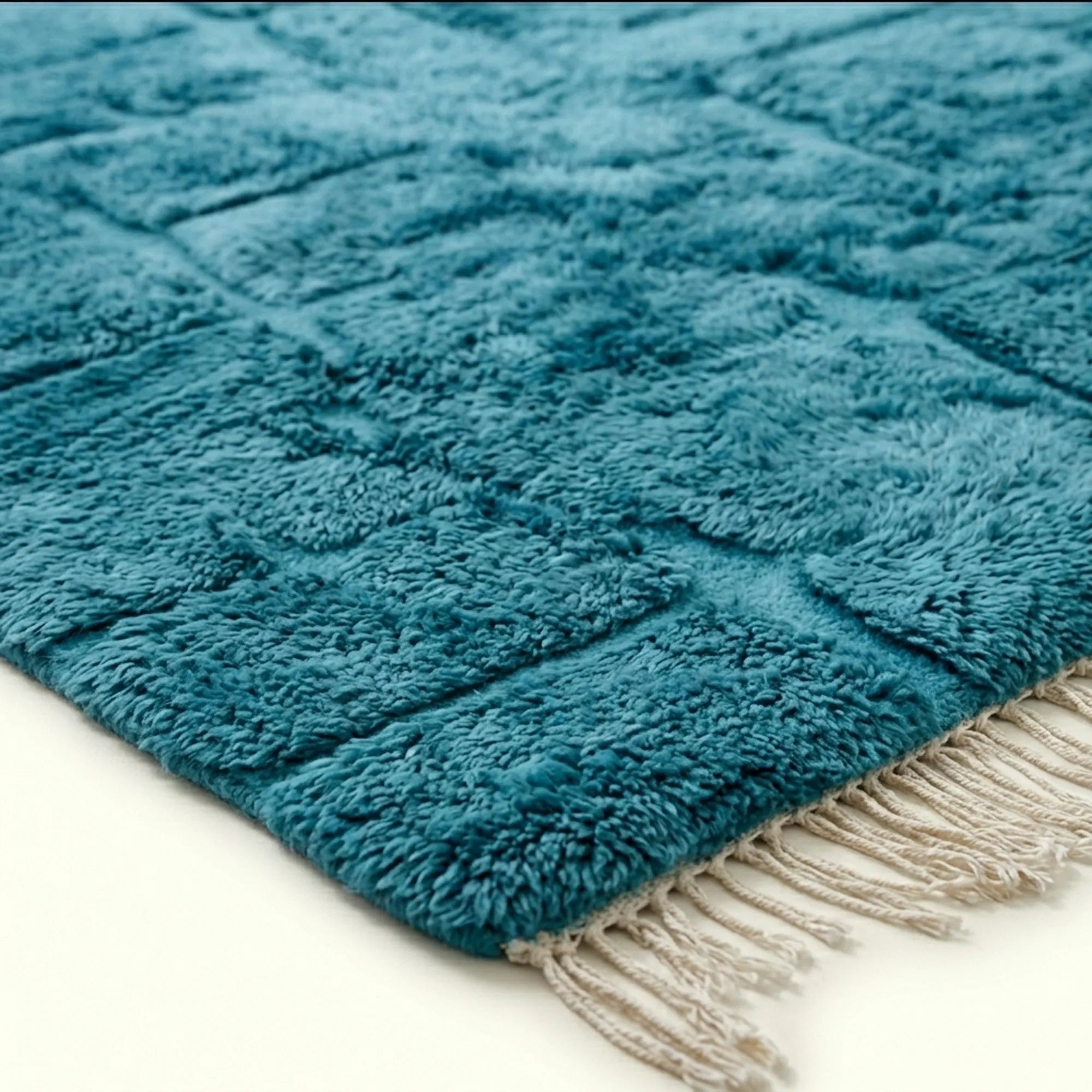 Ocean blue Mrirt rug Amussu pile texture detail