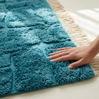 Ocean blue Mrirt rug Amussu hand and wool detail
