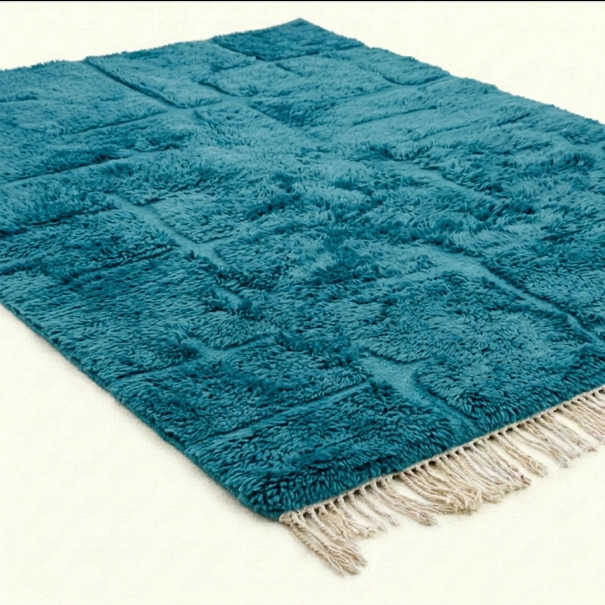 Ocean blue Mrirt rug Amussu angled rug detail