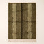 Olive and fawn Mrirt rug with scattered dot stripe pattern, full flat view