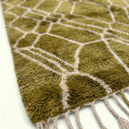 Olive and ivory Mrirt rug Tifrat hand-finished texture detail