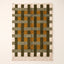 Olive, mustard and ivory Mrirt rug with grid weave lattice pattern, full flat view