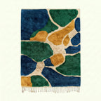 Teal & Navy Mrirt rug Tifara with organic color blocks, full rug view