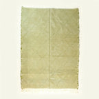 Olive and ivory Zanafi kilim rug Amuddu with tonal grid, full rug view