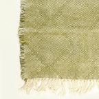 Olive and ivory Zanafi kilim rug Amuddu with tonal grid, edge and fringe detail