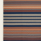 Navy Zanafi Kilim rug Ounila, layered stripe pattern detail