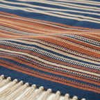 Navy Zanafi Kilim rug Ounila, natural wool flat-weave detail