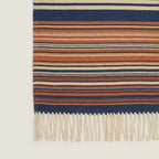 Navy Zanafi Kilim rug Ounila, handwoven fringe detail