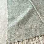 Pale blue and ivory Zanafi kilim rug Azegzan with subtle diamonds, flat-weave texture detail