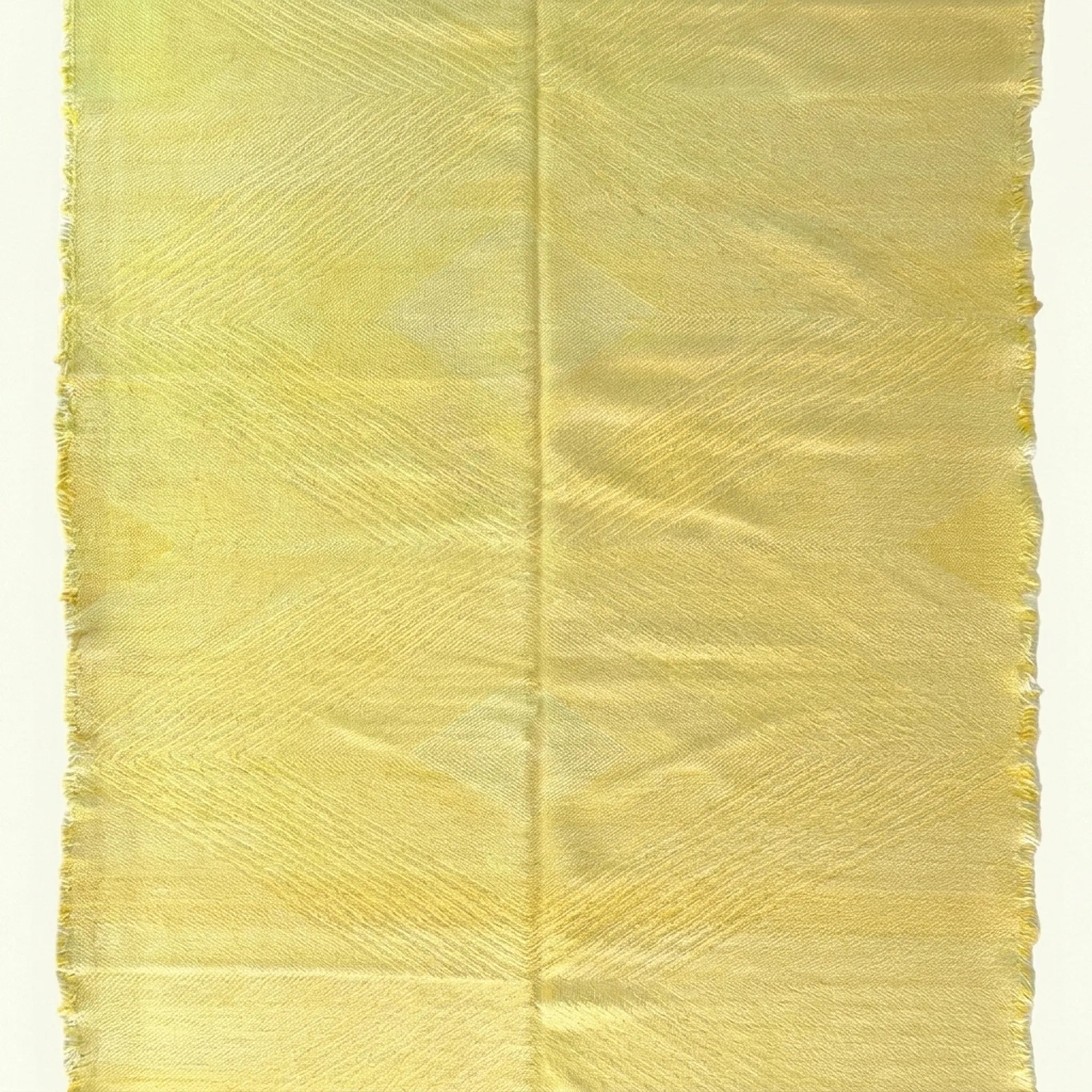 Pale Yellow Zanafi kilim rug Tirra with tonal chevron, weave detail