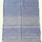 Periwinkle Blue Zanafi kilim rug Tamgroute with woven bands, weave detail