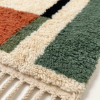 Green Beni Ourain Rug – Abstract Color Block Design – Anir