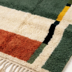 Green Beni Ourain Rug – Abstract Color Block Design – Anir
