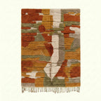 Rust & Sage Mrirt rug Amezlan with abstract patchwork, full rug view