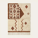 Ivory & Rust Mrirt rug Tafraq with diamond border, full rug view