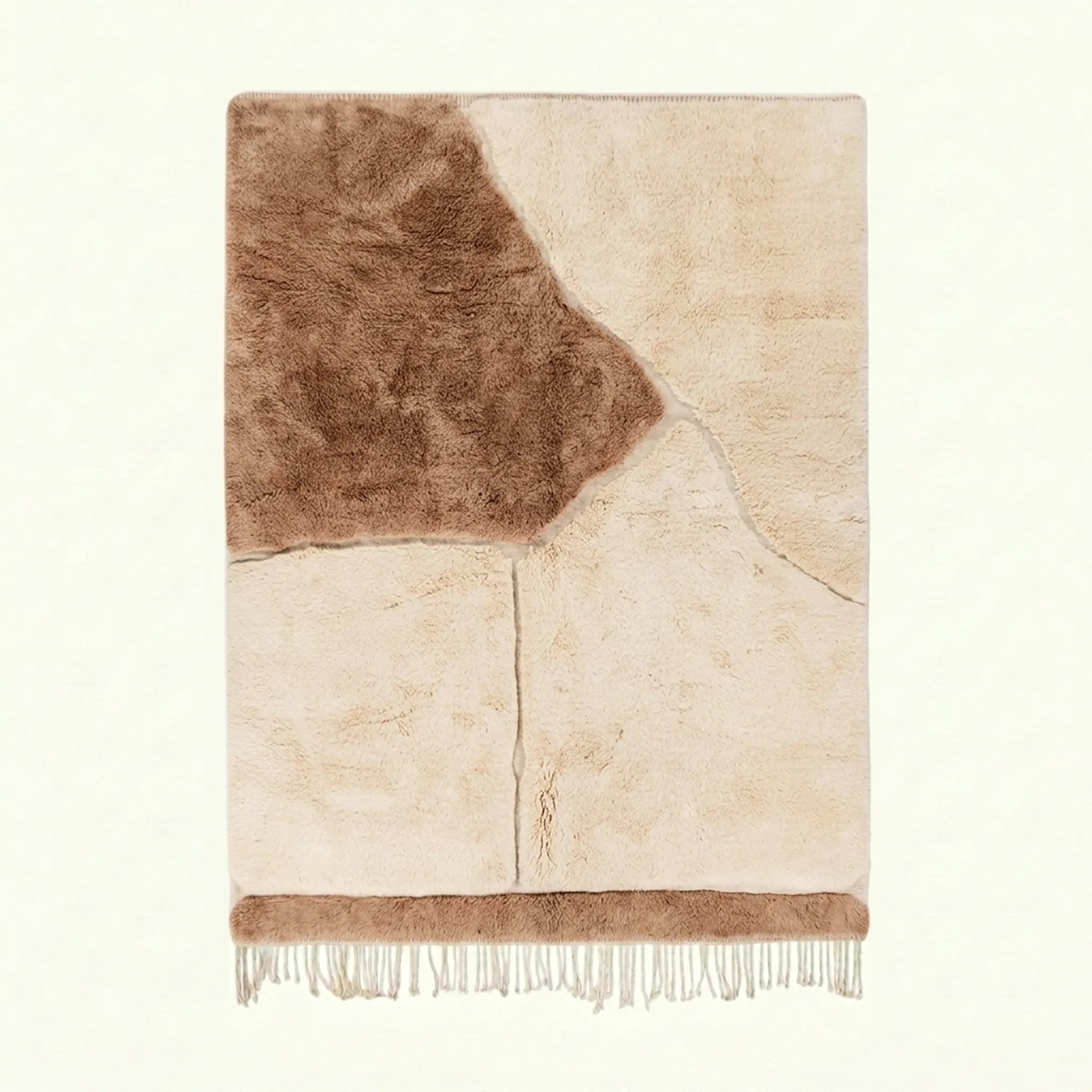 Ivory & Taupe Mrirt rug Imzran with abstract stone forms, full rug view