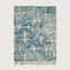 Powder blue and ivory Mrirt rug Tisslit with abstract grid pattern, full rug view