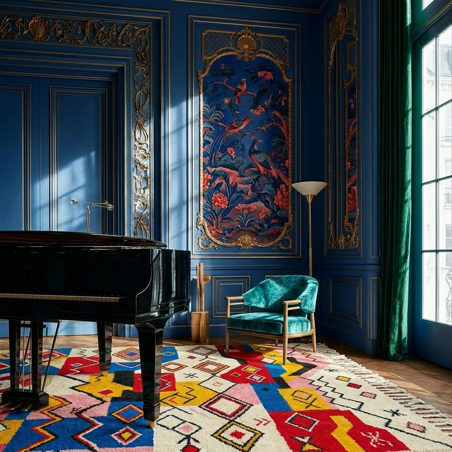 Multicolor Azilal Rug – Diamond Mosaic Pattern – Tighri