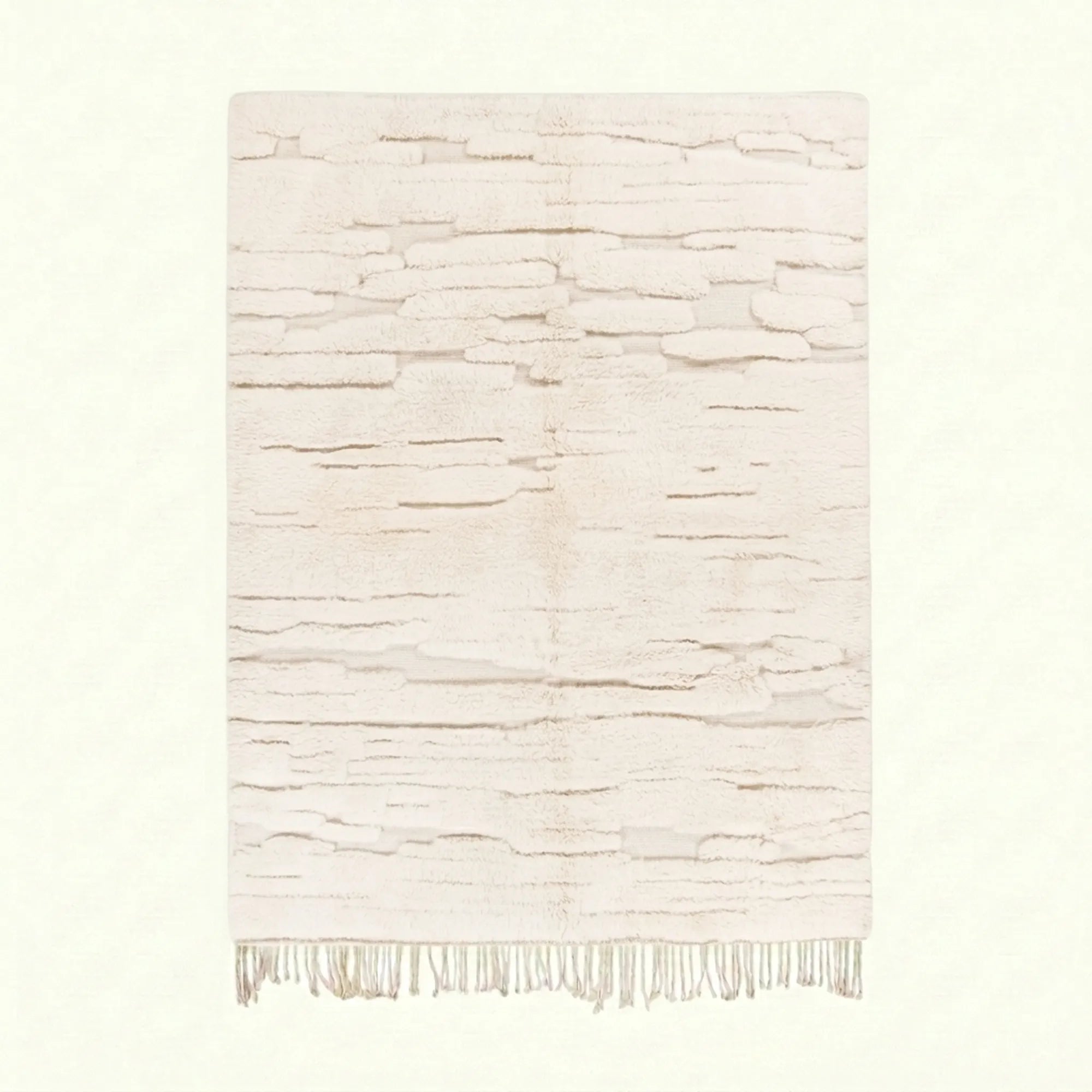 Ivory Mrirt rug Amsiren with subtle linear texture, full rug view