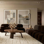 Ivory Mrirt rug Amsiren with subtle linear texture, styled in a living room