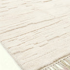 Ivory Mrirt rug Amsiren, subtle linear texture fringe detail