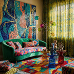 Tazdayt colorful Boujaad rug styled in an interior setting.