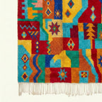 Close-up of the natural wool pile and woven texture of the Tazdayt Boujaad rug.