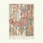 Rose Azilal rug Aylin with teal diamond geometry, full rug view