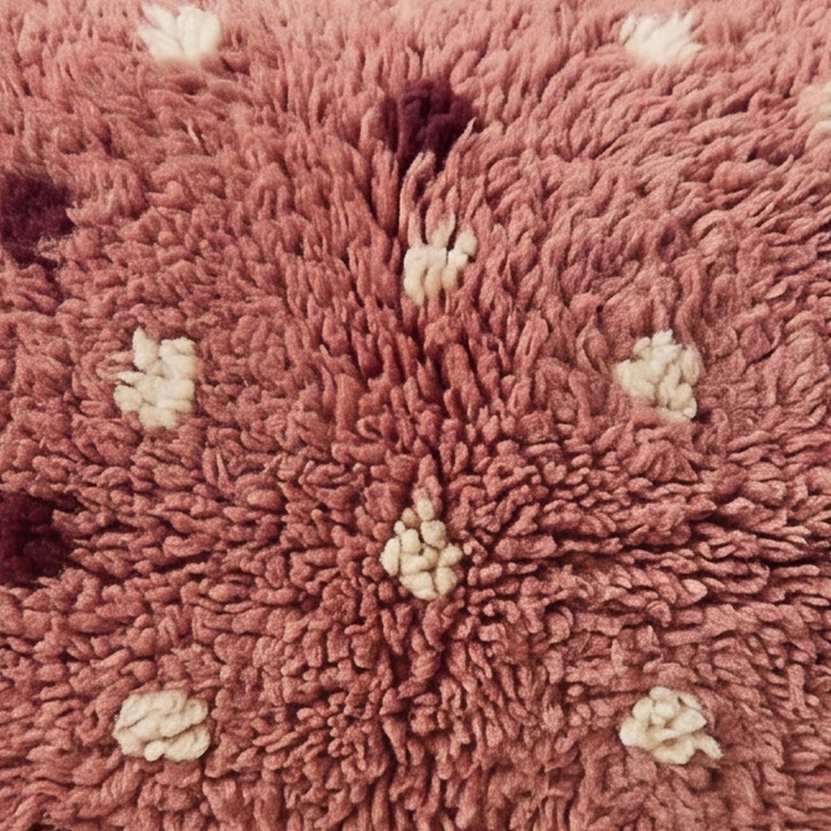 Close-up of the rose speckle pattern on the Tamazight Moroccan wool pillow