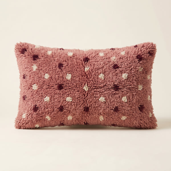 Rose & Plum Moroccan Wool Pillow – Rose Speckle – Tamazight