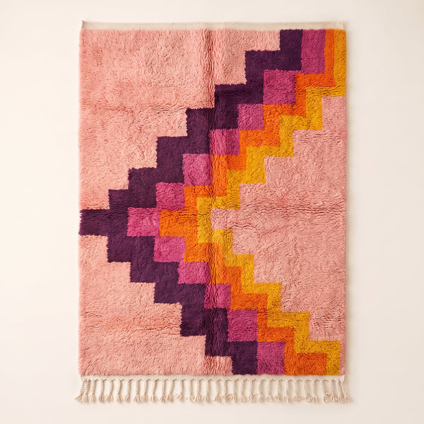 Rose & Purple Boujaad Rug – Stair Steps – Tamuli