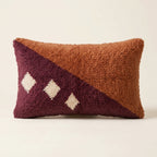 Rust & Plum Moroccan wool lumbar pillow, Split Fields design, 14 x 24 in