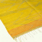 Saffron Yellow Zanafi kilim rug Agdz with gray chevrons, weave detail