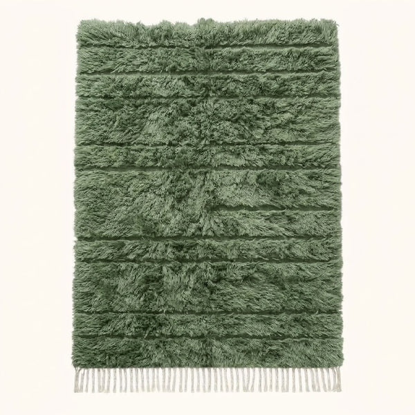 Tapis Mrirt Vert Sauge – Velours texturé – Tawenza