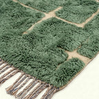 Sage green and ivory Mrirt rug Aseggas pile texture detail