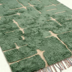 Sage green and ivory Mrirt rug Aseggas abstract grid close-up