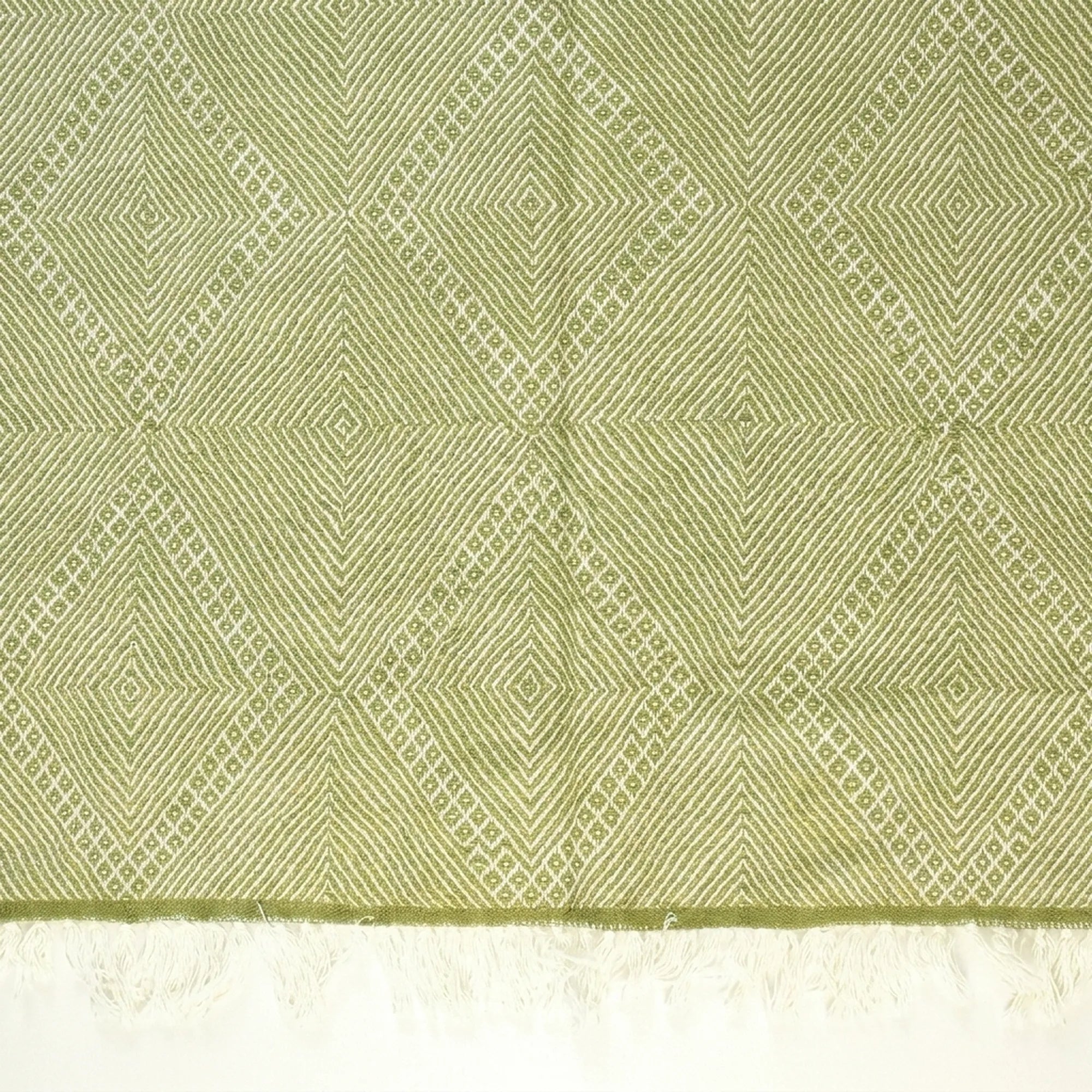 Sage green and ivory Zanafi kilim rug Akalun with minimal linear grid, minimal linear grid pattern detail
