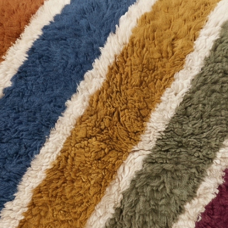 Close-up of the leaning stripes pattern on the Asif Moroccan wool pillow