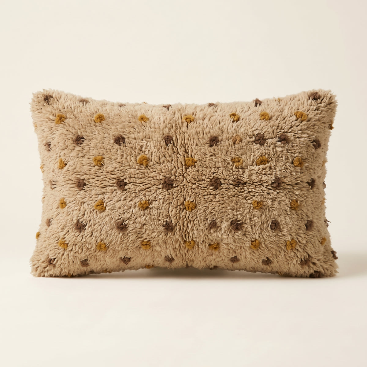 Sand & Mustard Moroccan wool lumbar pillow, Mustard Freckle design, 14 x 24 in
