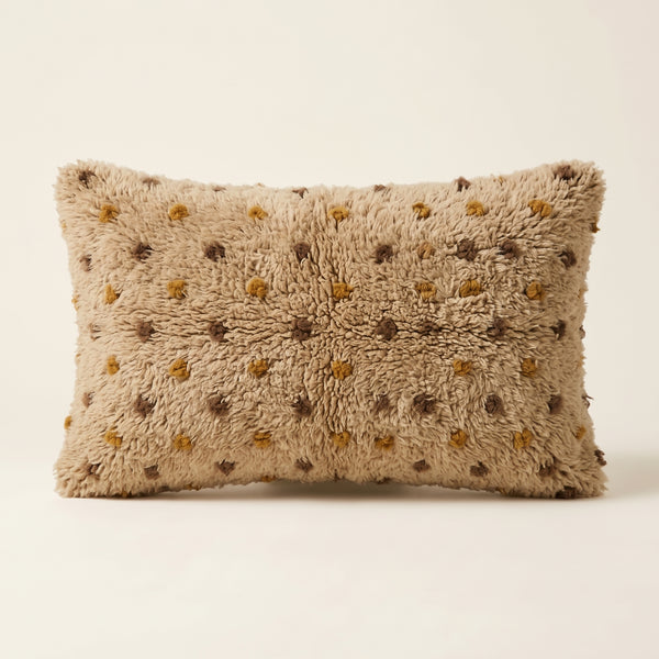 Sand & Mustard Moroccan Wool Pillow – Mustard Freckle – Tazwit