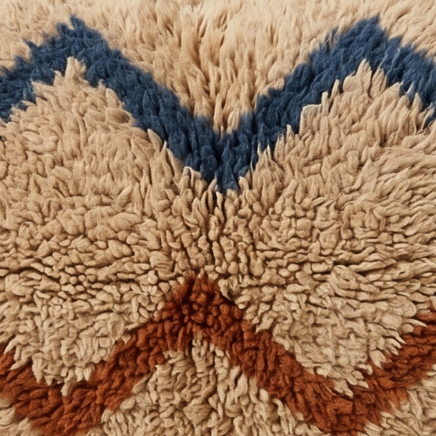 Close-up of the zig mix pattern on the Tasa Moroccan wool pillow