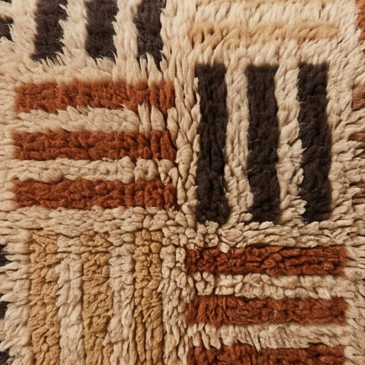 Close-up of the woven bars pattern on the Tasekkurt Moroccan wool pillow