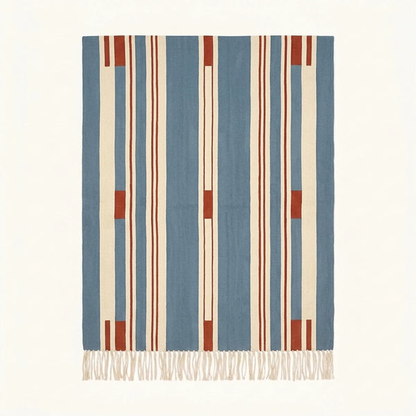 Blue Zanafi Kilim Rug – Broken Lines – Siroua